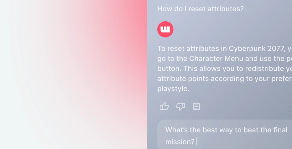 Utente che riceve risposte alle domande su Cyberpunk 2077 durante il gioco