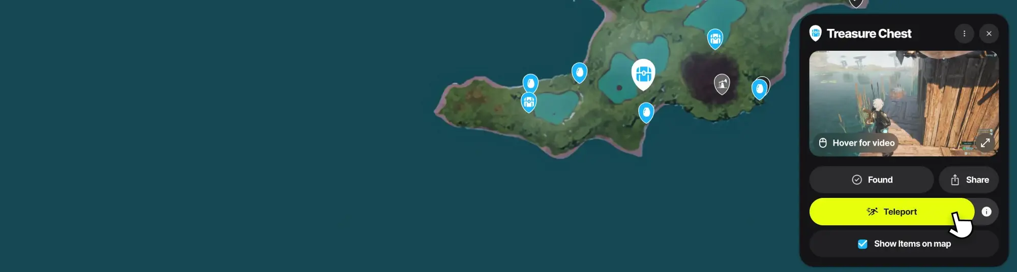 Utente che interagisce con 'teletrasporto' su una mappa di gioco