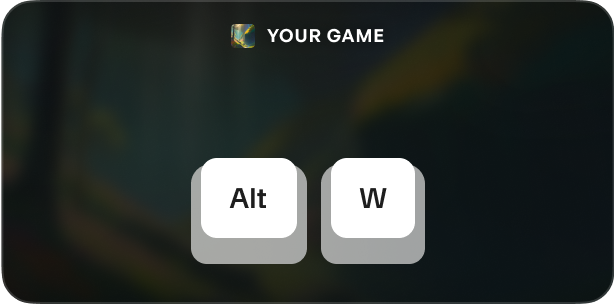 Illustrazione stilizzata del tasto di scelta rapida dell'overlay (Alt+W)